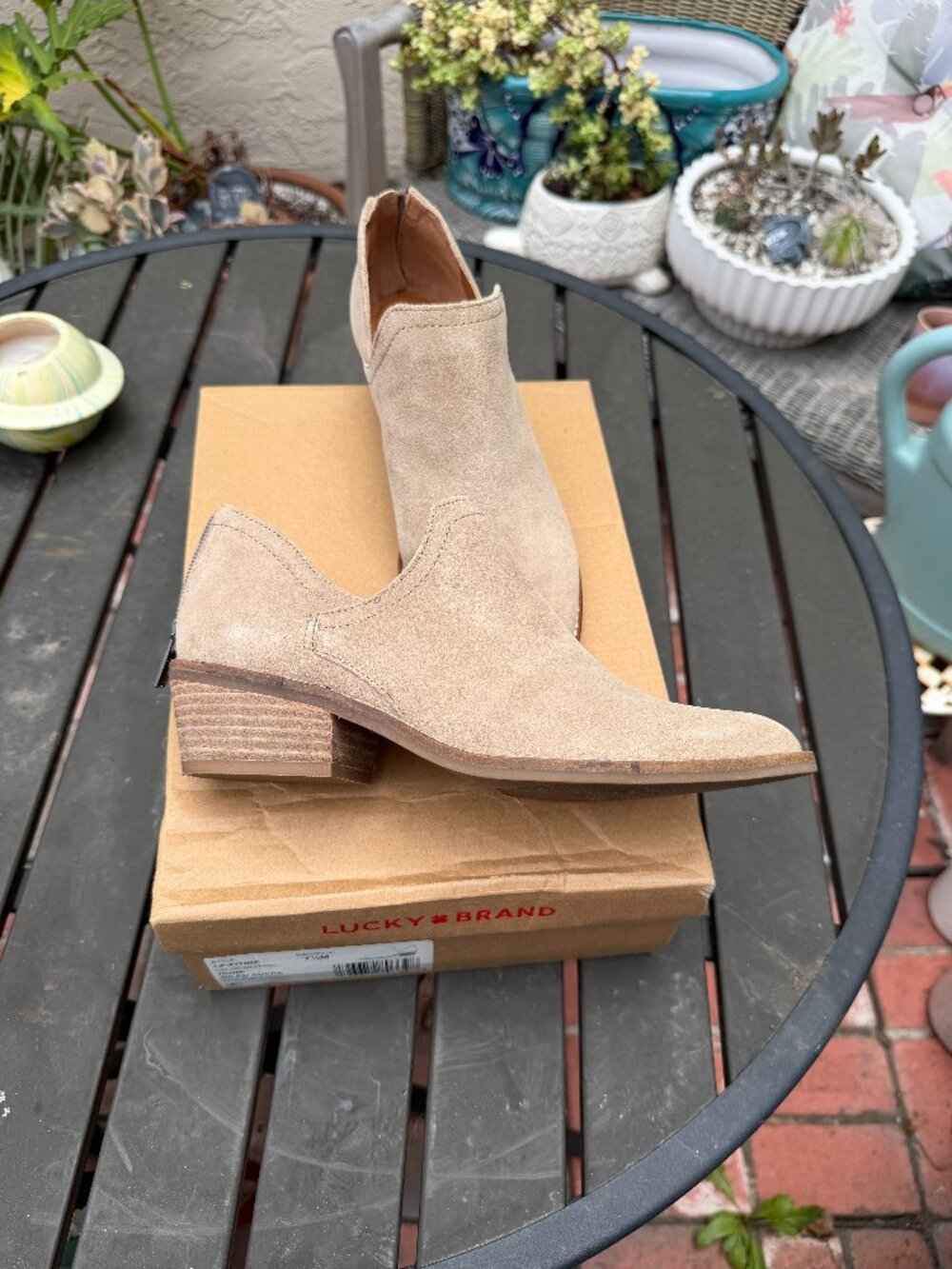 Lucky Brand Fitina Oiled Suede Ankle Booties / Size 7.5